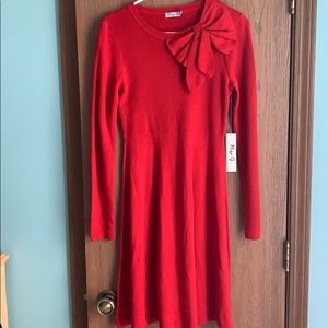 Eliza J Red Bow Sweater Dress